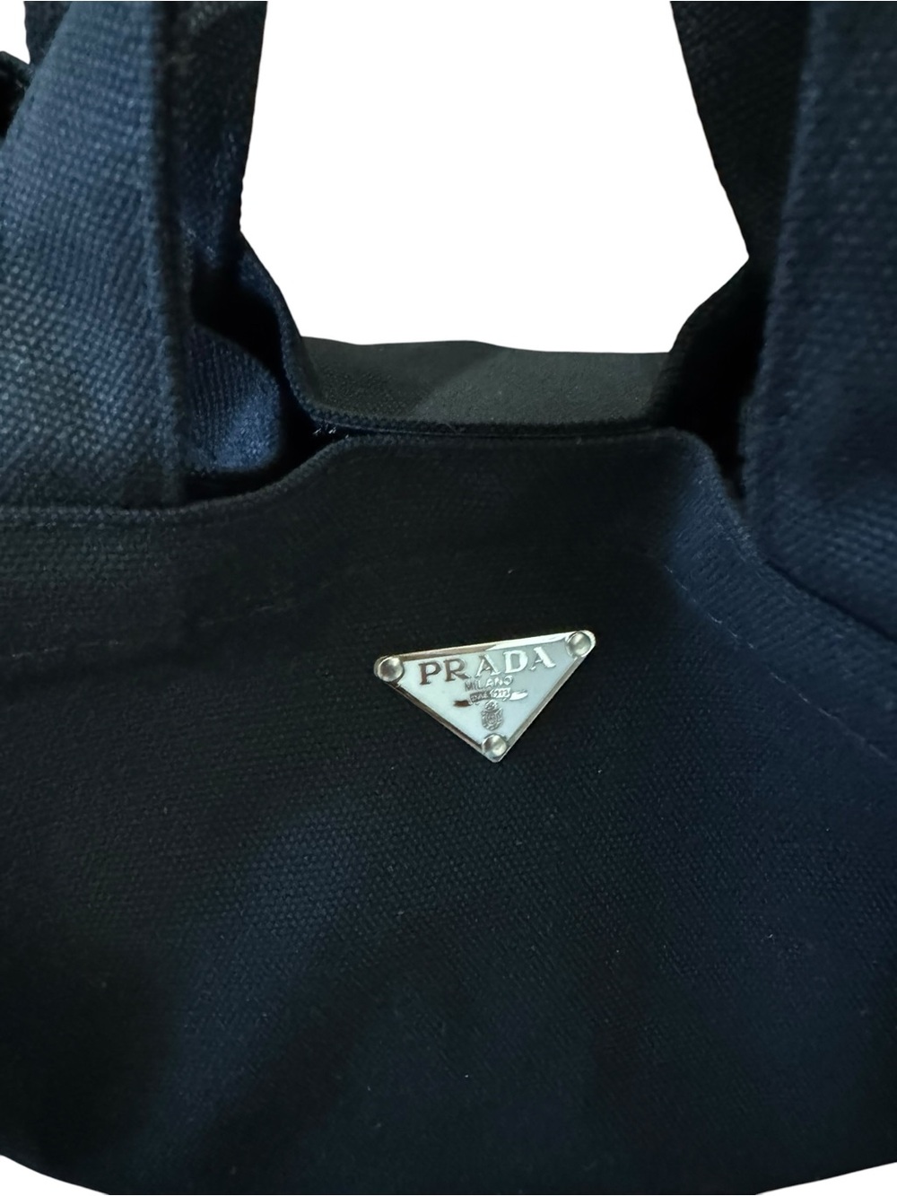 Prada Milano GWP Black Canvas Logo Tote Small Nylon Tote with Top Handles - Picture 5 of 10